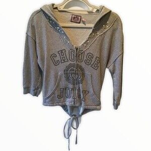 Juicy Couture V-Neck Embellished Full Zip Hoodie PS